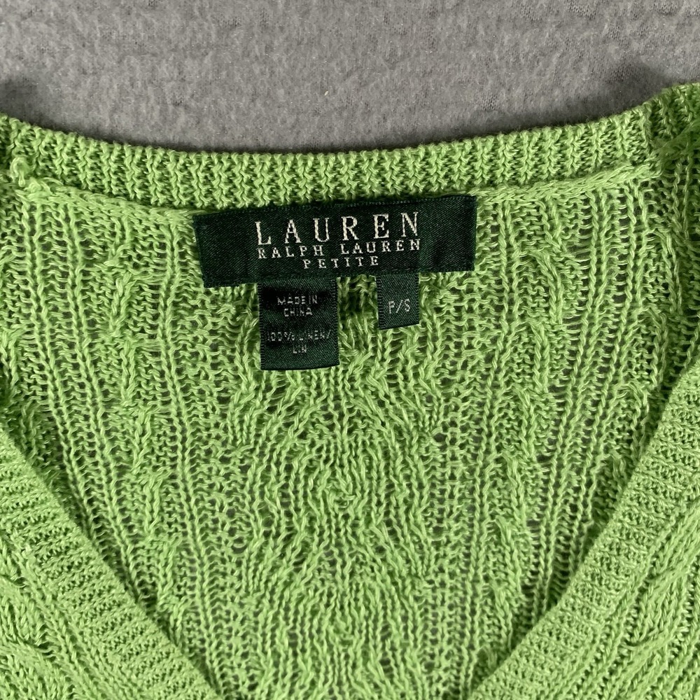 Ralph‎ Lauren 100% Linen Lightweight Cableknit V-Neck Sweater. Ladies petite  M - Picture 3 of 8